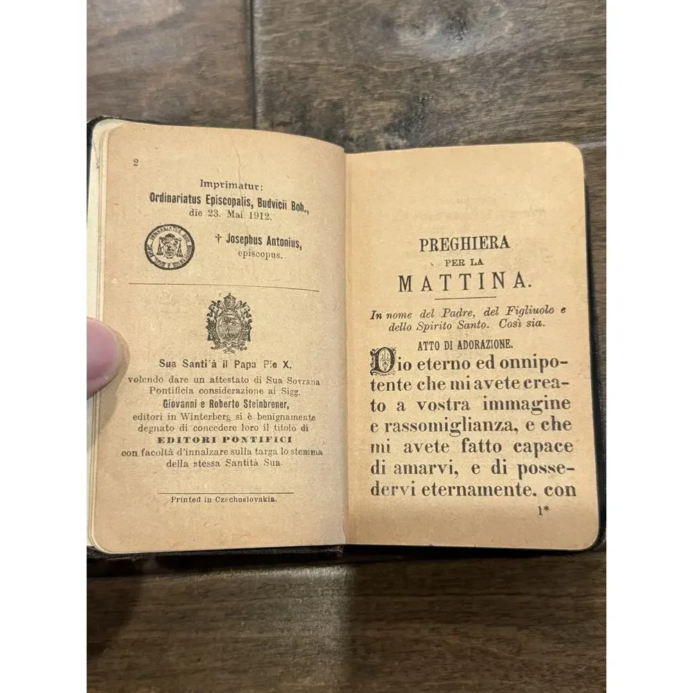 Vintage 1921 Italian Catholic Prayer Book Titled 